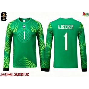 Brasilien Alisson Becker #1 Målvakt Borta Kläder Barn VM 2026 Långärmad (+ Korta byxor)